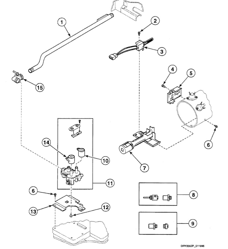 Gas Valve Diagram and Parts List for SSG909QF1124  Speed Queen Dryer