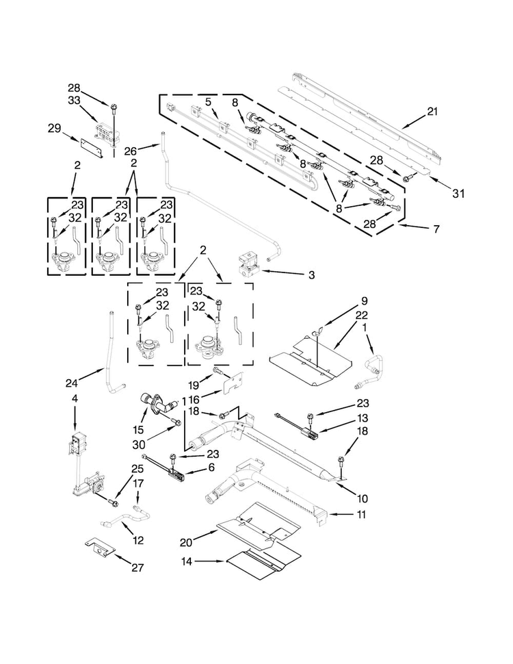 Manifold Parts Diagram and Parts List for MGT8720DE02  Maytag Range