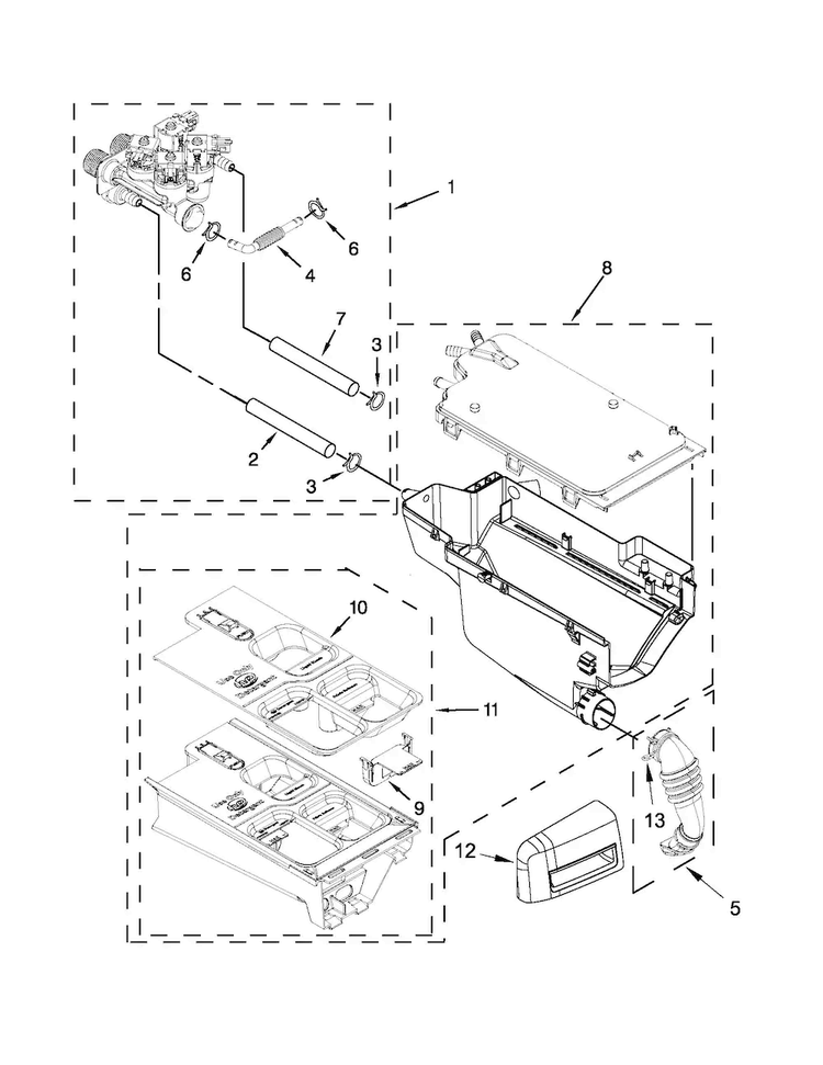 Dispenser Parts Diagram and Parts List for MHW4200BW0  Maytag Washer