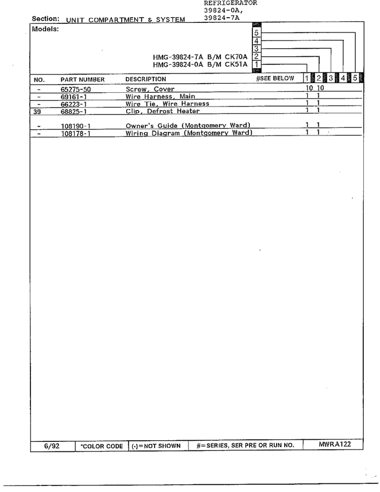 Unit Compartment And System Page 3 Diagram and Parts List for 39824-7A  Admiral Refrigerator