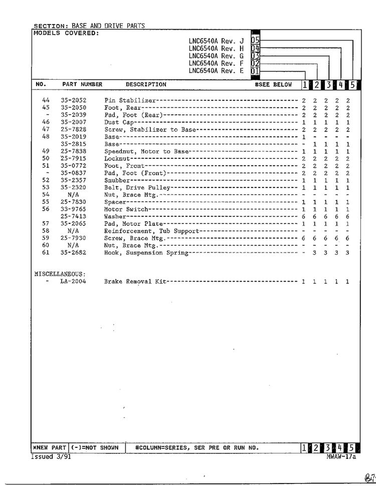 Base Aand Drive Page 5 Diagram and Parts List for 6540A REV D Norge Washer