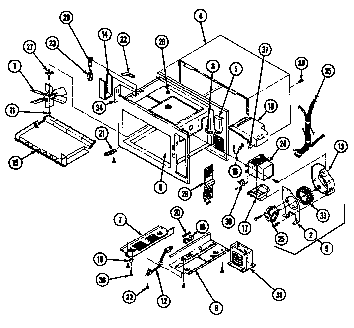 Base & Cavity Diagram and Parts List for DM85D  Magic Chef Microwave