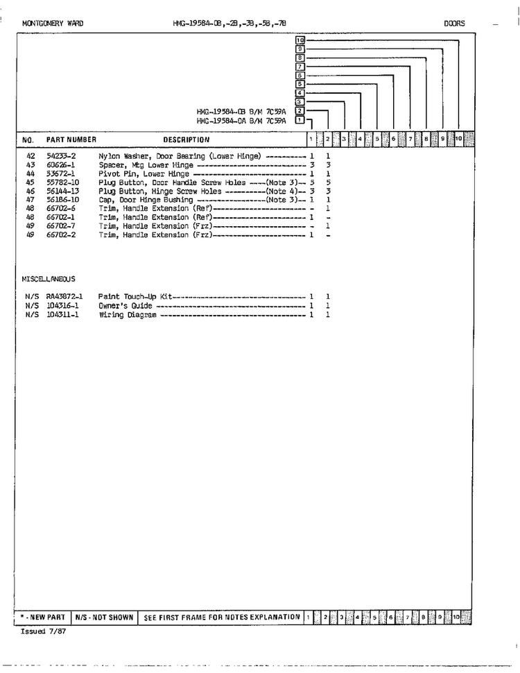 Doors/misc Page 3 Diagram and Parts List for 19584A  Admiral Refrigerator