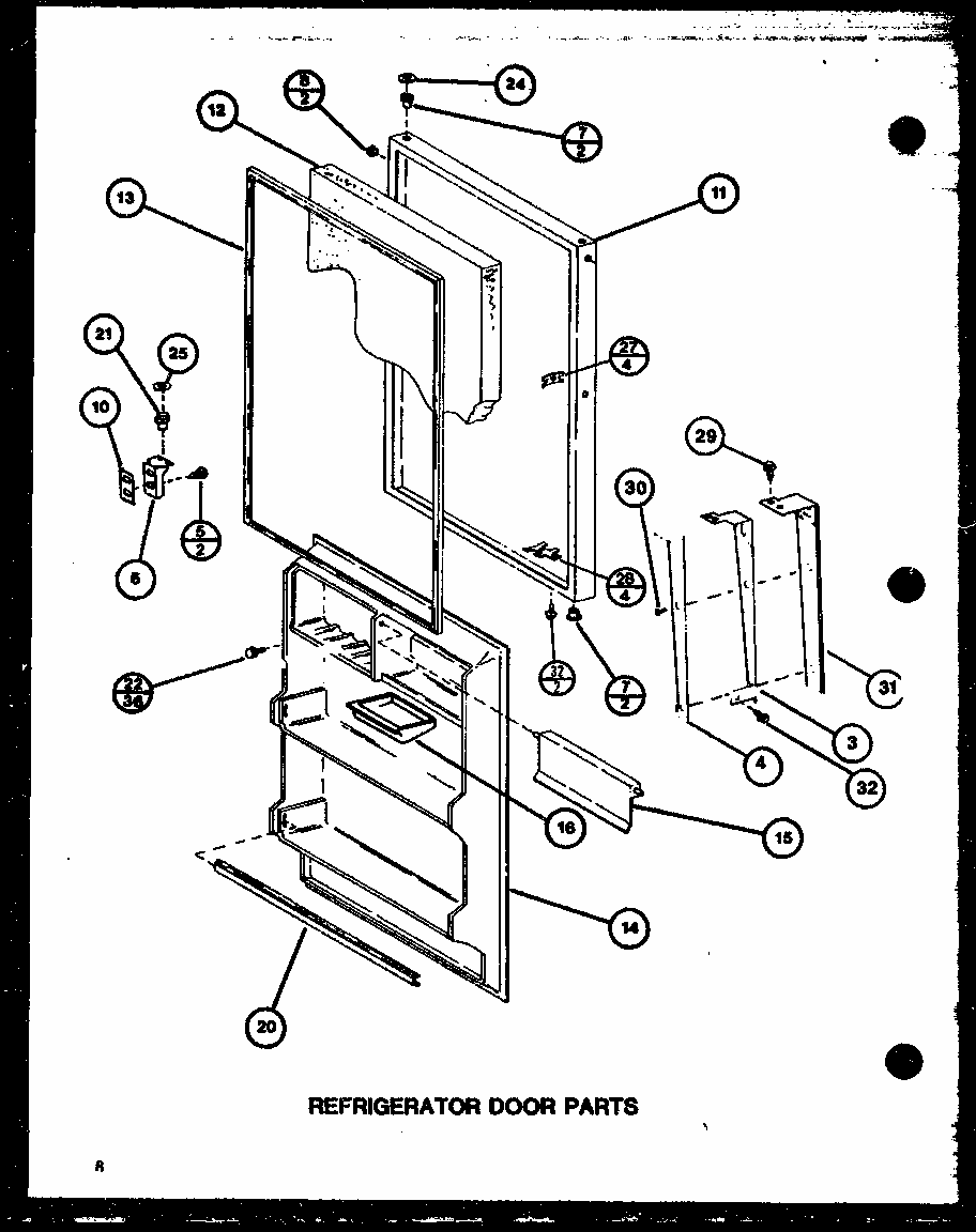 Refrigerator Door Parts (tm16k1/p7791108w) (tm16k1/p7791109w) (tm16k/p7791110w) (tm16k/p7791111w) (tmi16k/p7791112w) (tmi16k/p7791113w) Diagram and Parts List for TM20K-P7791118W  Amana Refrigerator