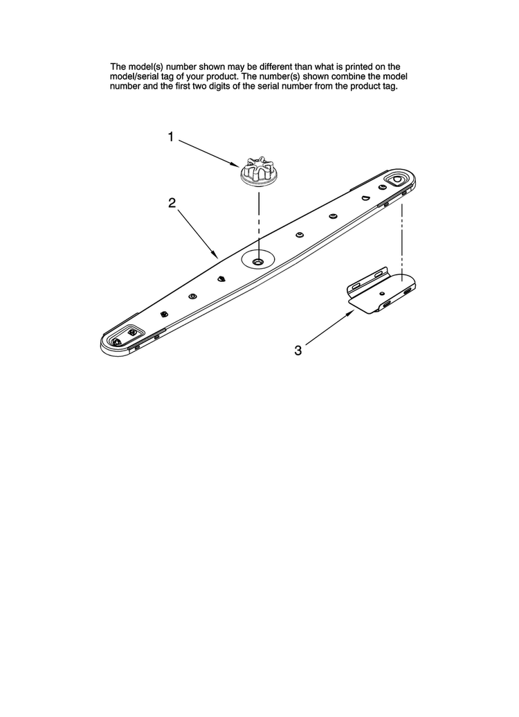 Lower Washarm Parts Diagram and Parts List for JDB1090AWB36  Jenn-Air Dishwasher