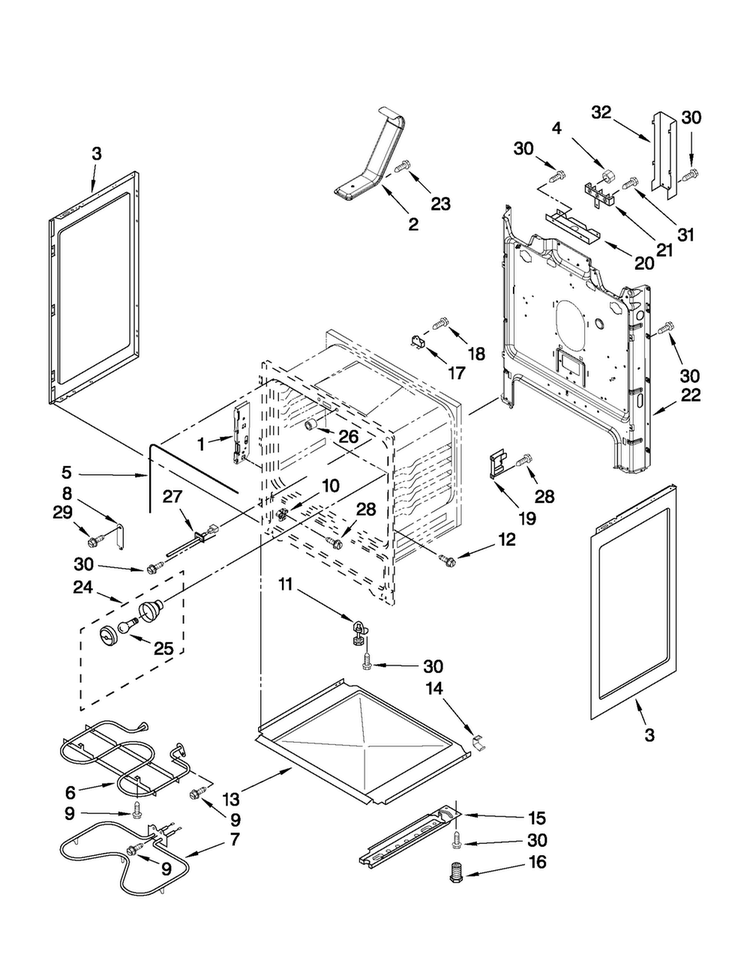 Chassis Parts Diagram and Parts List for AER5822VAB0  Amana Range