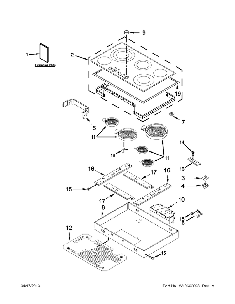 Cooktop Parts Diagram and Parts List for JEC3536BB00  Jenn-Air Cooktop