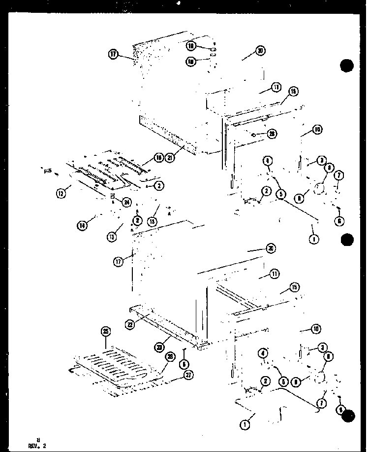 Section 2 Diagram and Parts List for AO-24SB-P85567-3S  Amana Wall Oven