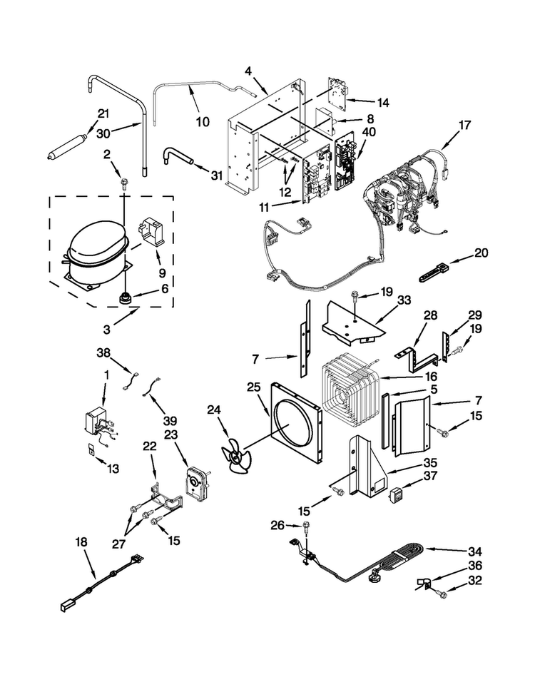 Upper Unit Parts Diagram and Parts List for JS48PPDUDB15  Jenn-Air Refrigerator