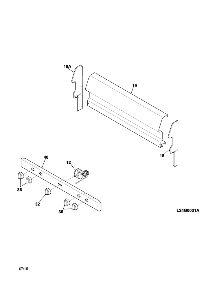 Backguard Diagram and Parts List for CRG3120LWF  Crosley Range