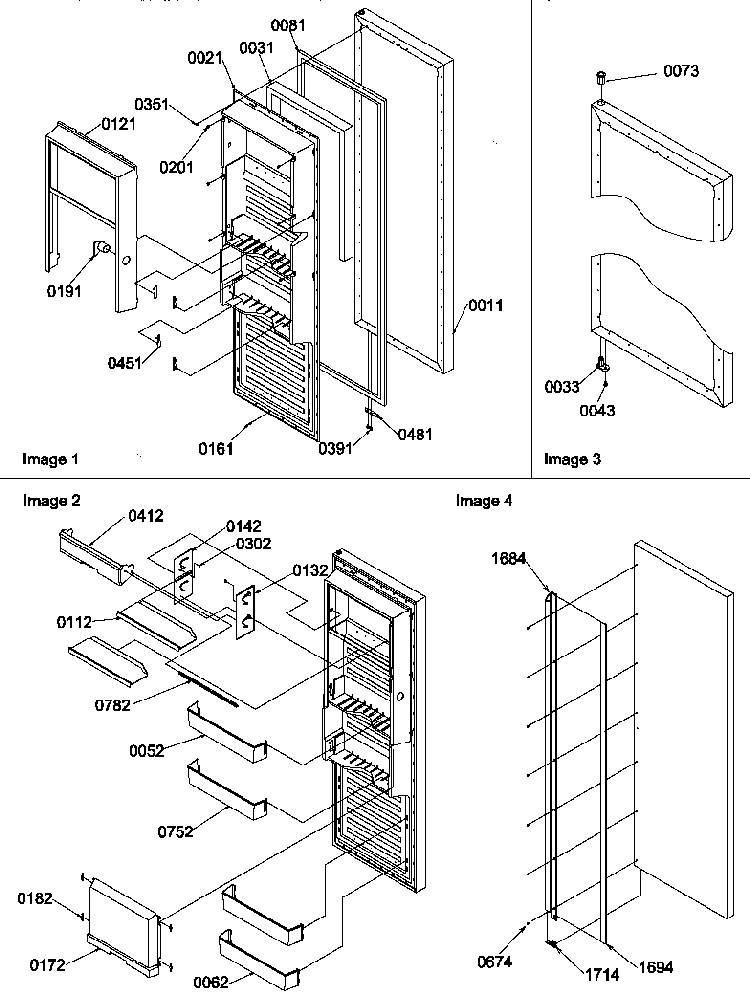 Refrigerator Door Diagram and Parts List for SRD522SW-P1184707WW  Amana Refrigerator