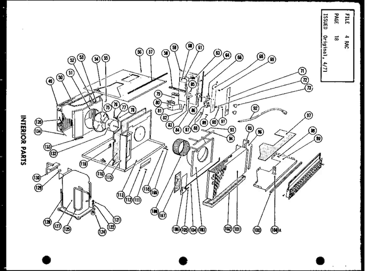 Interior Parts Diagram and Parts List for FC18-3H P54655-1R Amana Air Conditioner