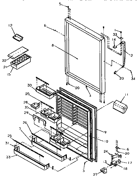 Refrigerator Door Diagram and Parts List for TR21S4L-P1196102WL  Amana Refrigerator