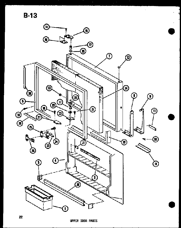 Upper Door Parts Diagram and Parts List for TC18F-G-P75288-5WG  Amana Refrigerator