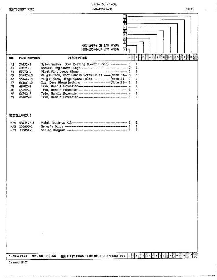 Doors/misc Page 3 Diagram and Parts List for 19574B  Admiral Refrigerator