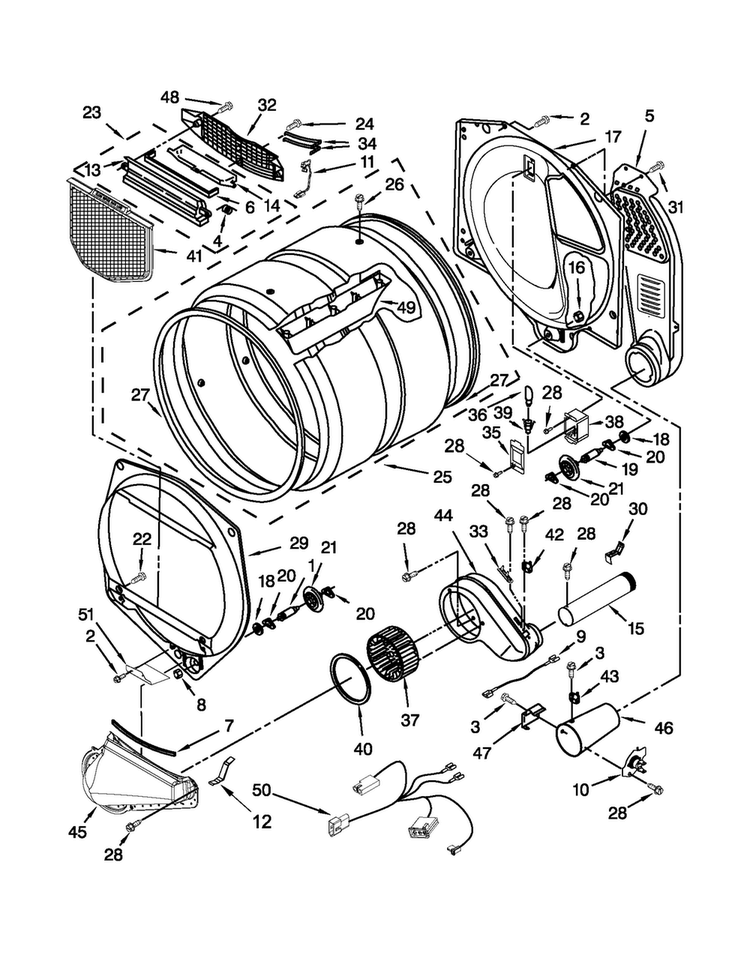 Bulkhead Parts Diagram and Parts List for MGDX600XW2  Maytag Dryer
