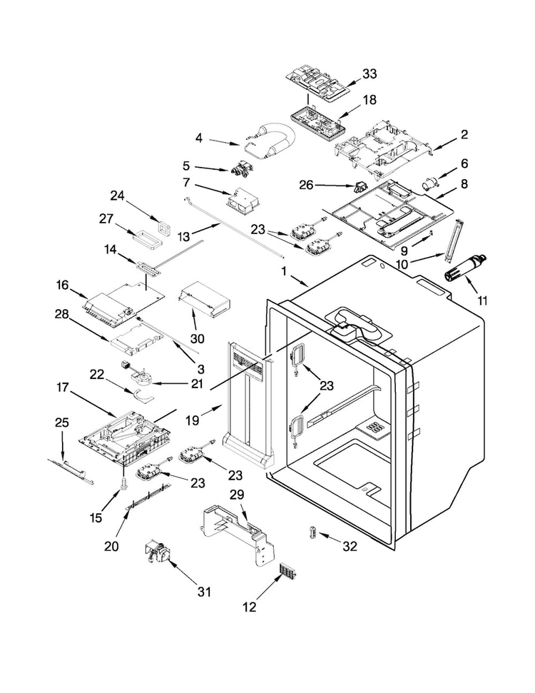 Refrigerator Liner Parts Diagram and Parts List for MFT2672AEW10  Maytag Refrigerator
