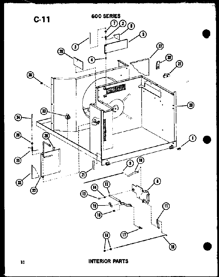 Interior Parts Diagram and Parts List for ES624-3R P67119-1R Amana Air Conditioner