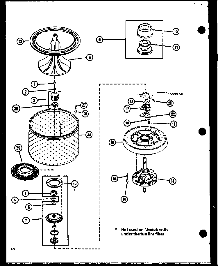 Section 6 Diagram and Parts List for LWD973W P1122803WW Amana Washer