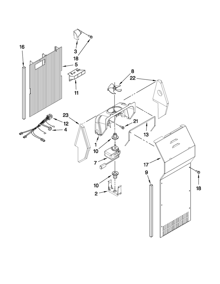 Air Flow Parts Diagram and Parts List for MSD2574VEW10  Maytag Refrigerator