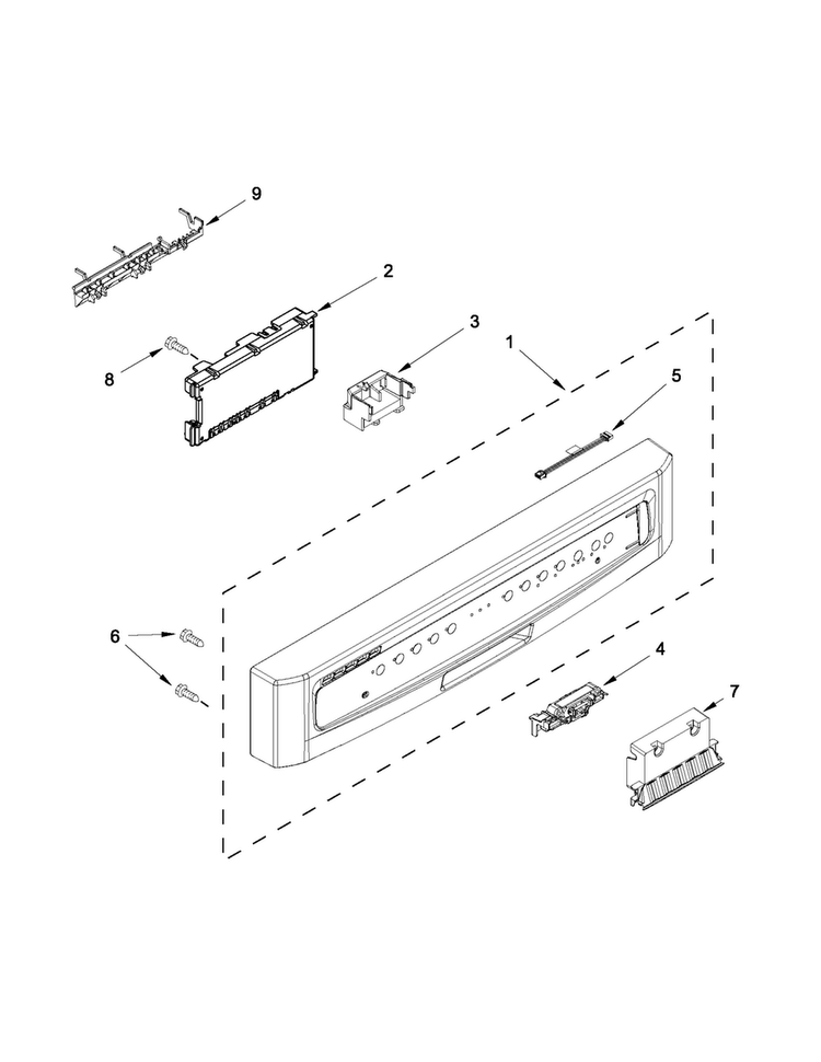Control Panel And Latch Parts Diagram and Parts List for MDBH949PAM2  Maytag Dishwasher