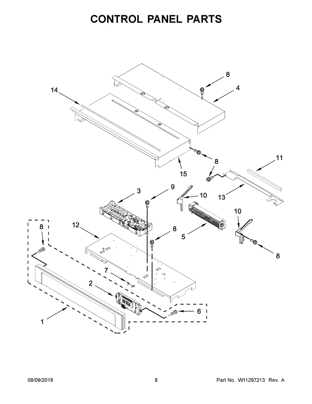Control Panel Parts Diagram and Parts List for AWO6317SFB02  Maytag Wall Oven
