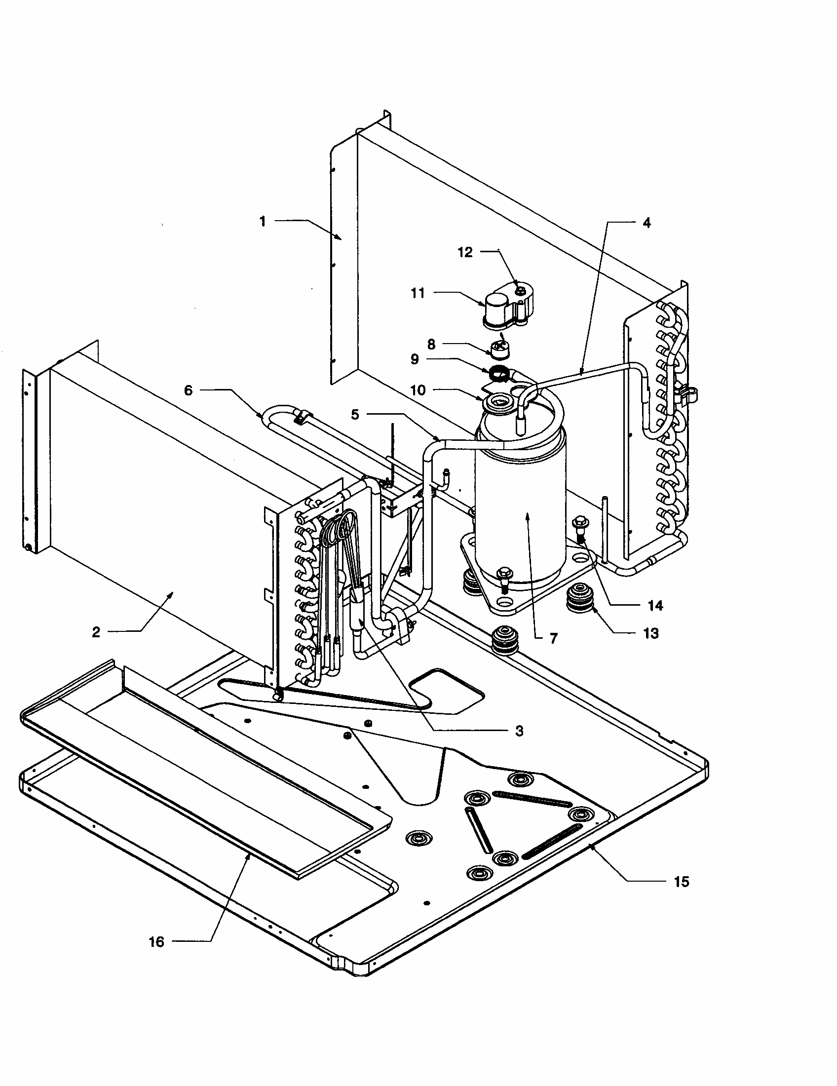 Evaportator/condenser/compressor Diagram and Parts List for RE18090C2D REV B Amana Air Conditioner