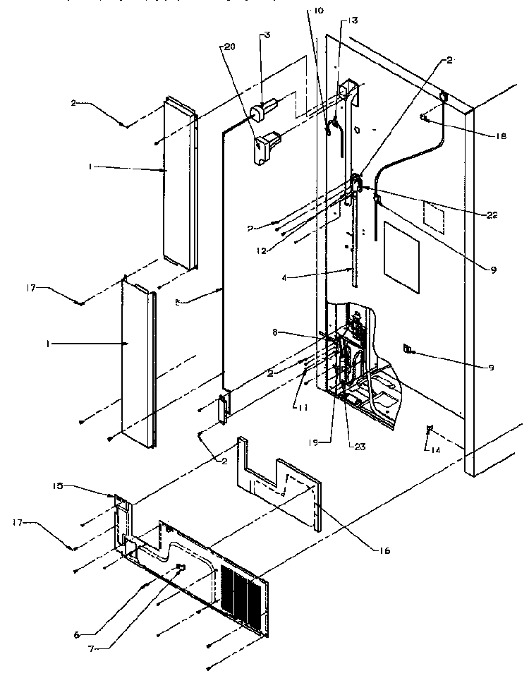 Cabinet Back Diagram and Parts List for TSI18A3W-P1182107WW  Amana Refrigerator