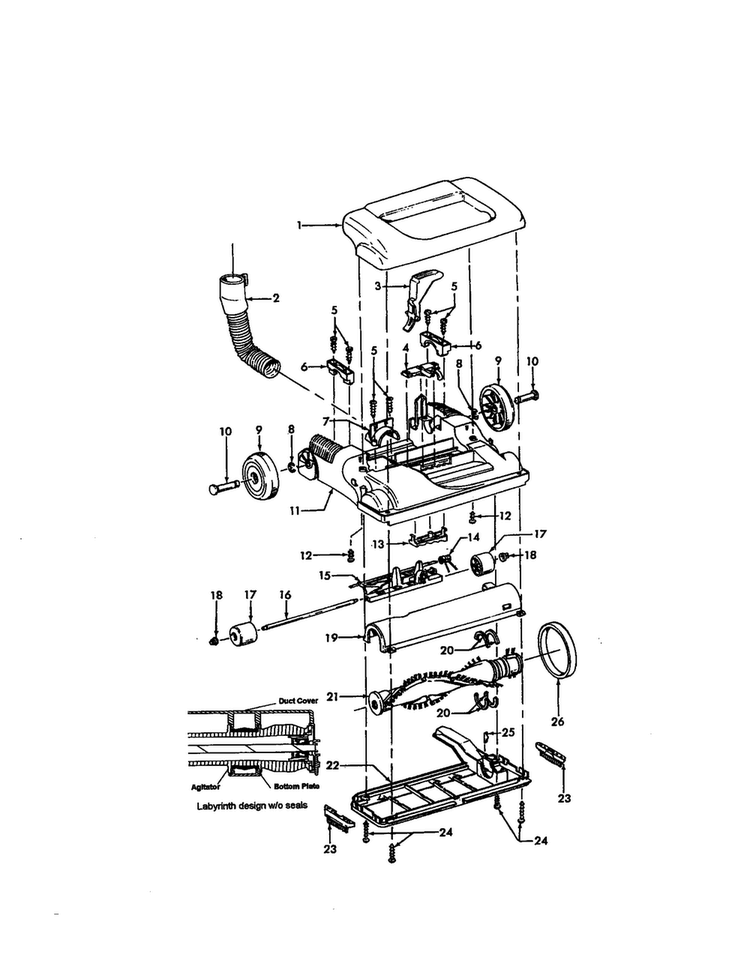 Hood/agitator Diagram and Parts List for U5420-900  Hoover Upright Vacuum