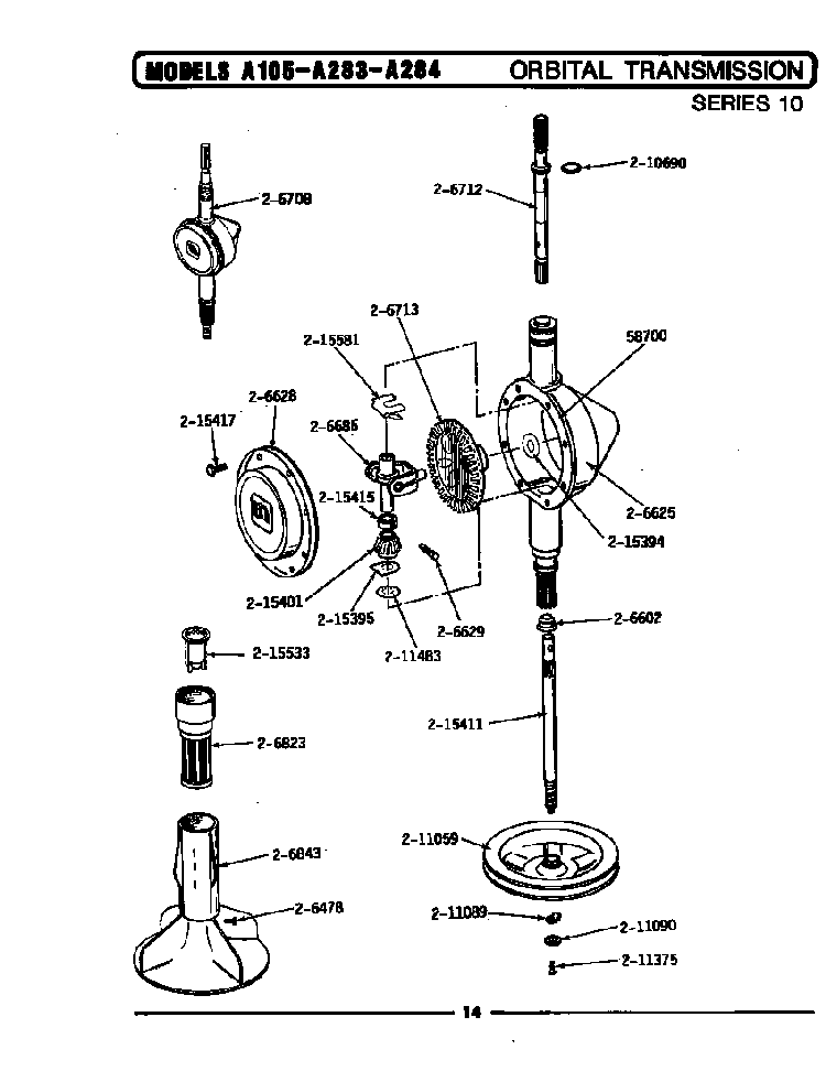 Orbital Transmission Diagram and Parts List for BA283  Maytag Washer