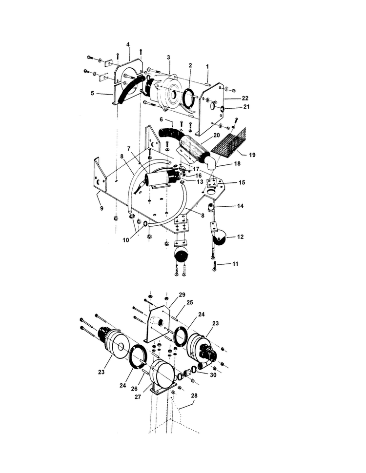Motor Assembly Diagram and Parts List for C3007  Hoover Carpet Cleaner