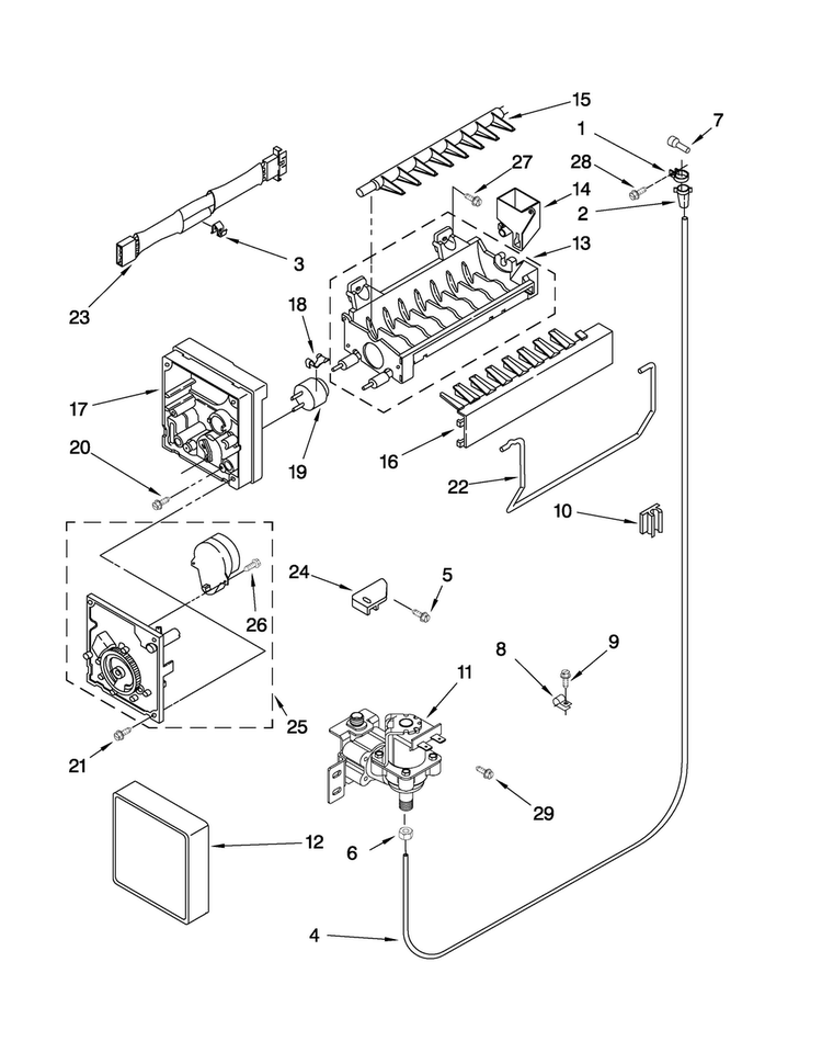 Icemaker Parts Diagram and Parts List for A8RXCGFXS00  Amana Refrigerator