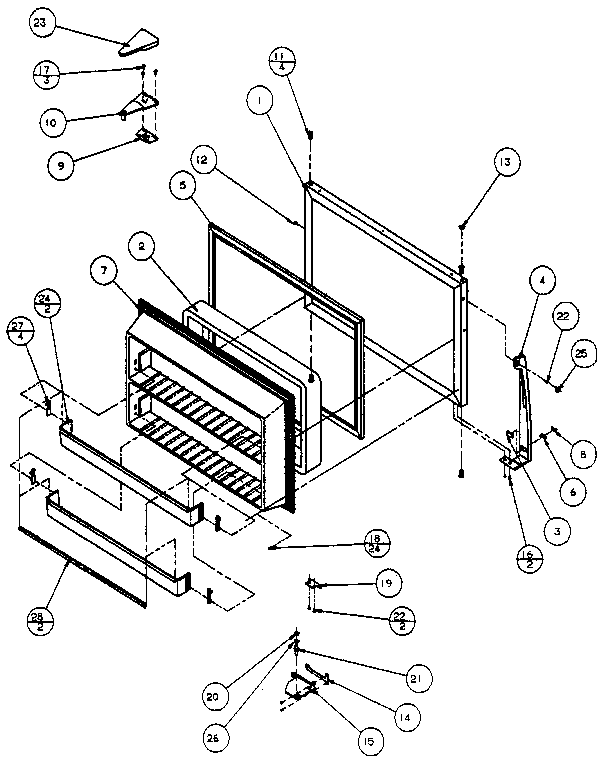 Freezer Door Diagram and Parts List for TX18R-P1158404W  Amana Refrigerator