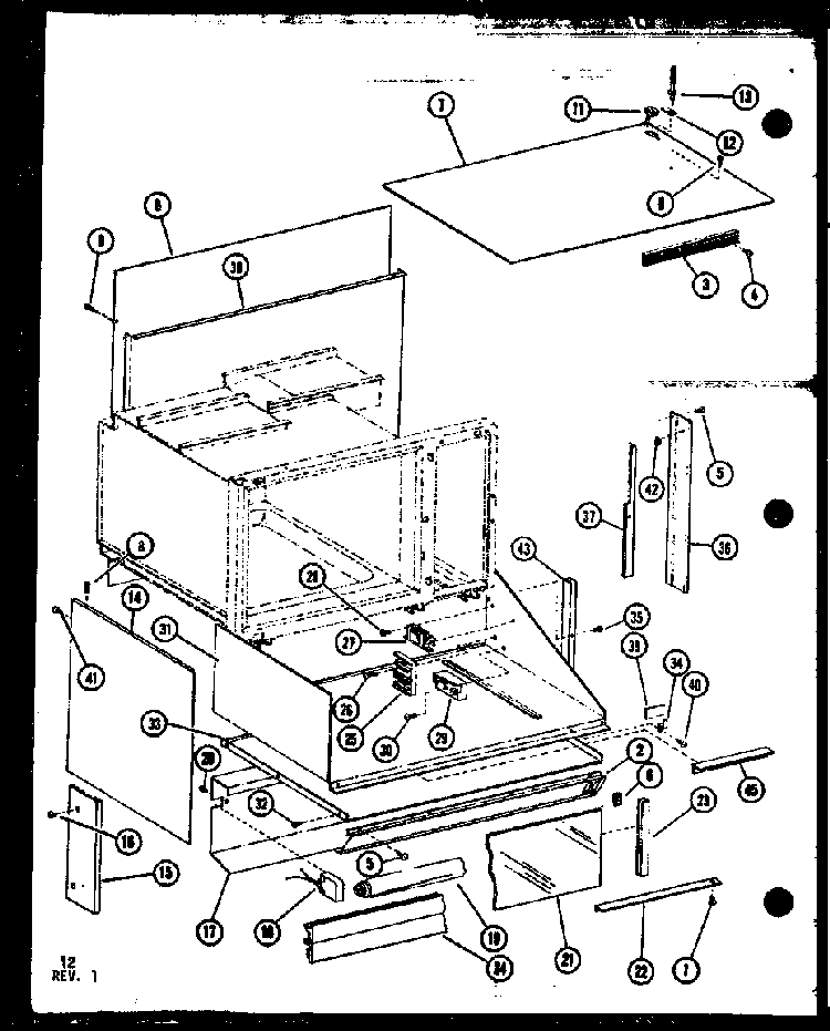 Section 1 Diagram and Parts List for CRCR-7-P85515-5S  Amana Range