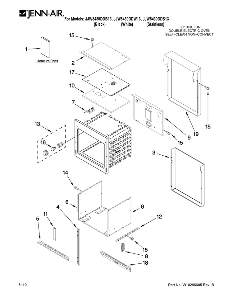 Oven Parts Diagram and Parts List for JJW8430DDB13  Jenn-Air Wall Oven