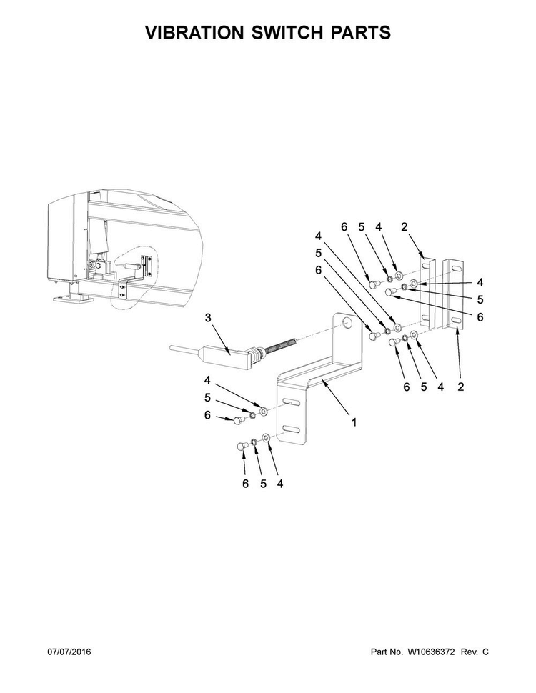 Vibration Switch Parts Diagram and Parts List for MFS275PTVS  Maytag Washer