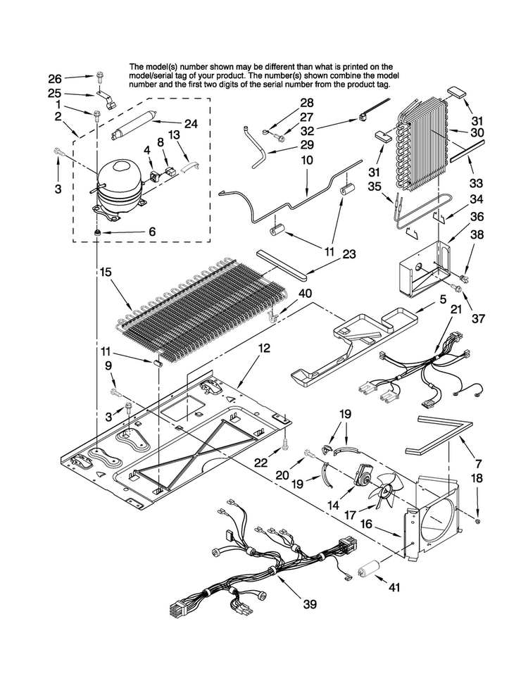 Unit Parts Diagram and Parts List for JC2225GEKB13  Jenn-Air Refrigerator