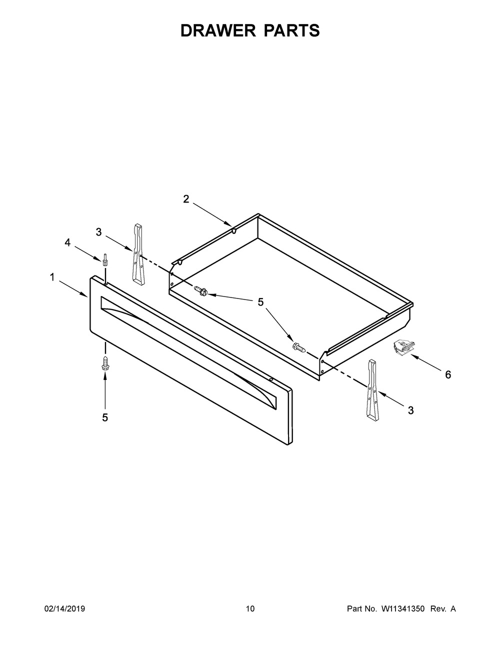 Drawer Parts Diagram and Parts List for YAER6603SFW2  Maytag Range