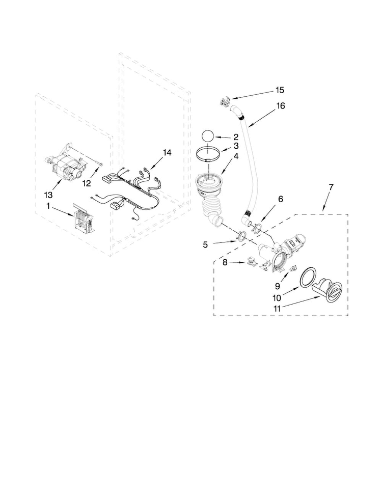 Pump And Motor Parts Diagram and Parts List for MHWE450WJ00  Maytag Washer