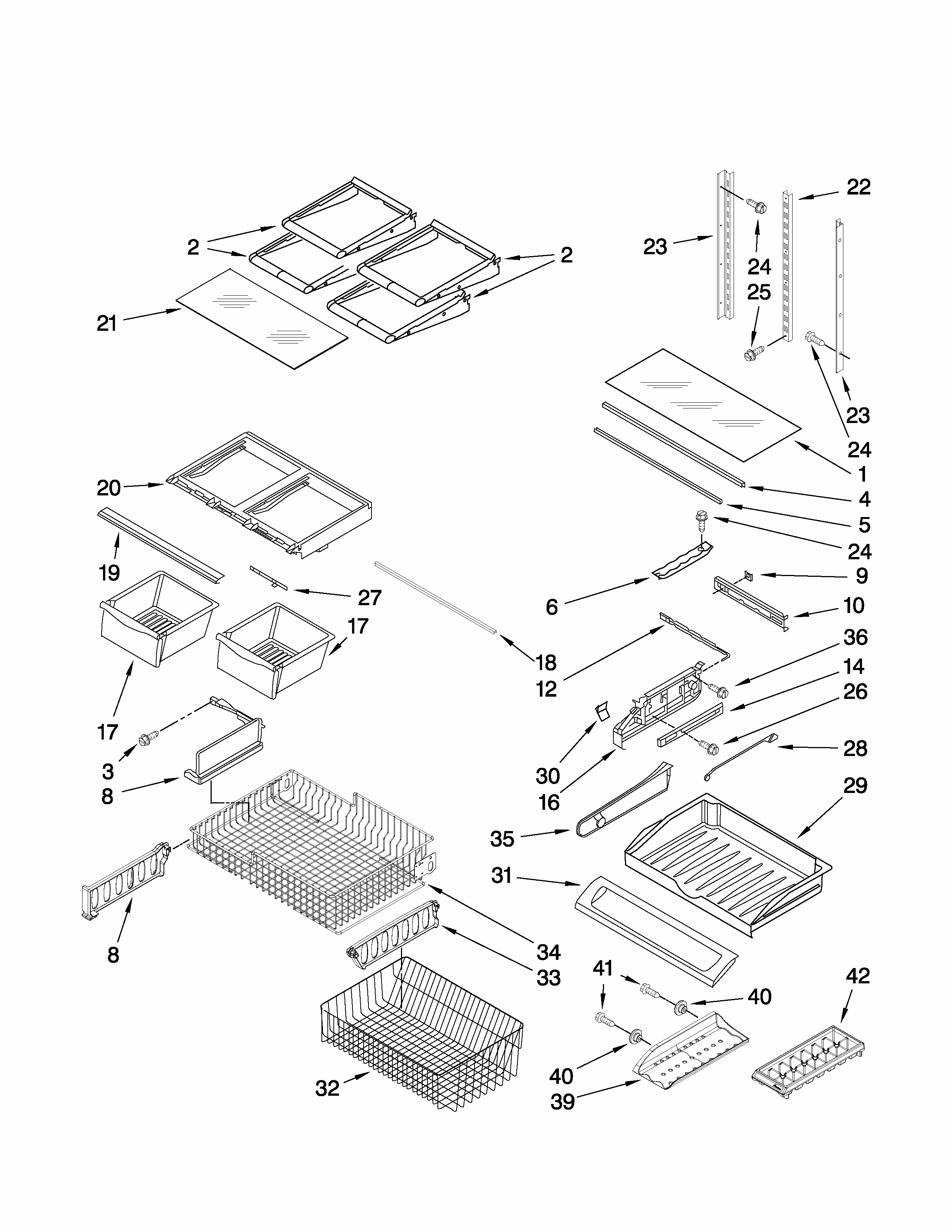 Shelf Parts Diagram and Parts List for G32026PELB3  Maytag Refrigerator