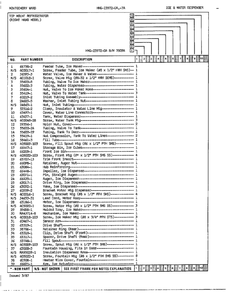 Ice And Water Dispenser Page 2 Diagram and Parts List for 23972A  Admiral Refrigerator