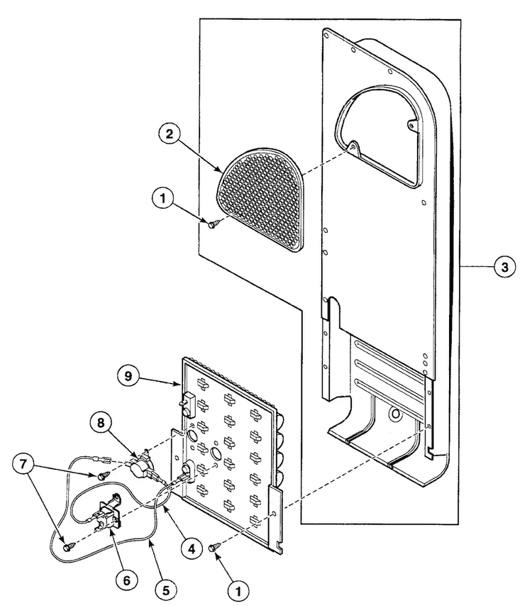 Heater Duct Diagram and Parts List for SSEB17LJ  Speed Queen Dryer
