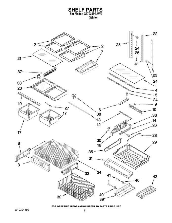 06 - Shelf Parts Diagram and Parts List for G37025PEAW2  Maytag Refrigerator