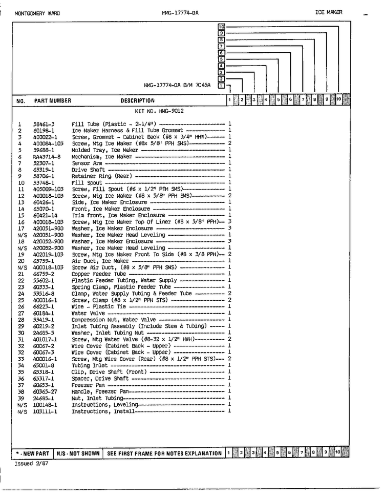 Ice Maker Page 2 Diagram and Parts List for 17774A  Admiral Refrigerator