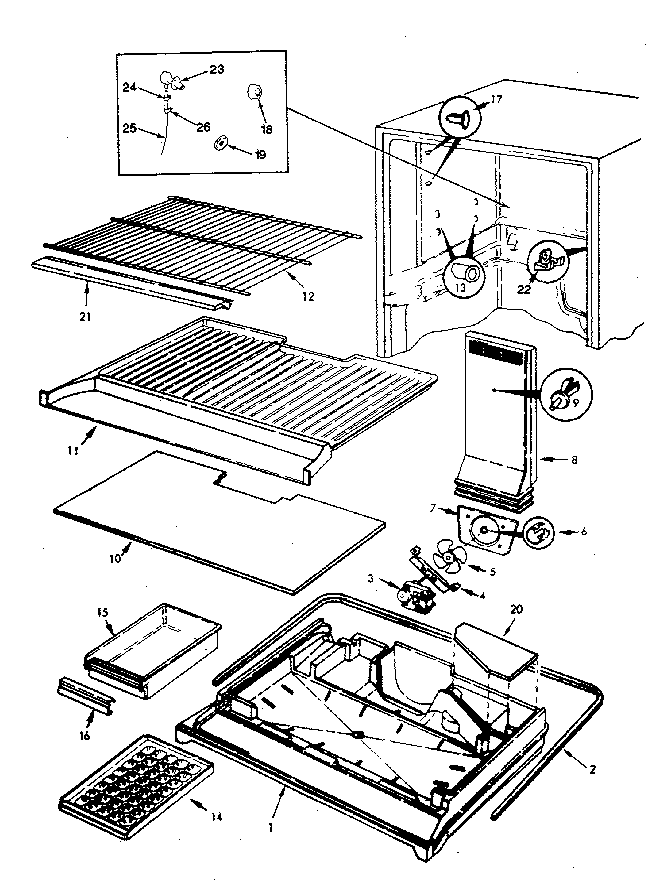 Freezer Compartment Diagram and Parts List for JRT191B M9C64B Jenn-Air Refrigerator