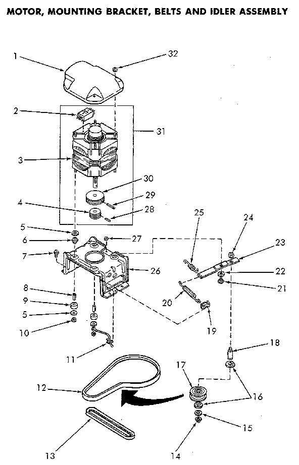 Motor And Idler Asem Diagram and Parts List for NA6821L33838  Speed Queen Washer