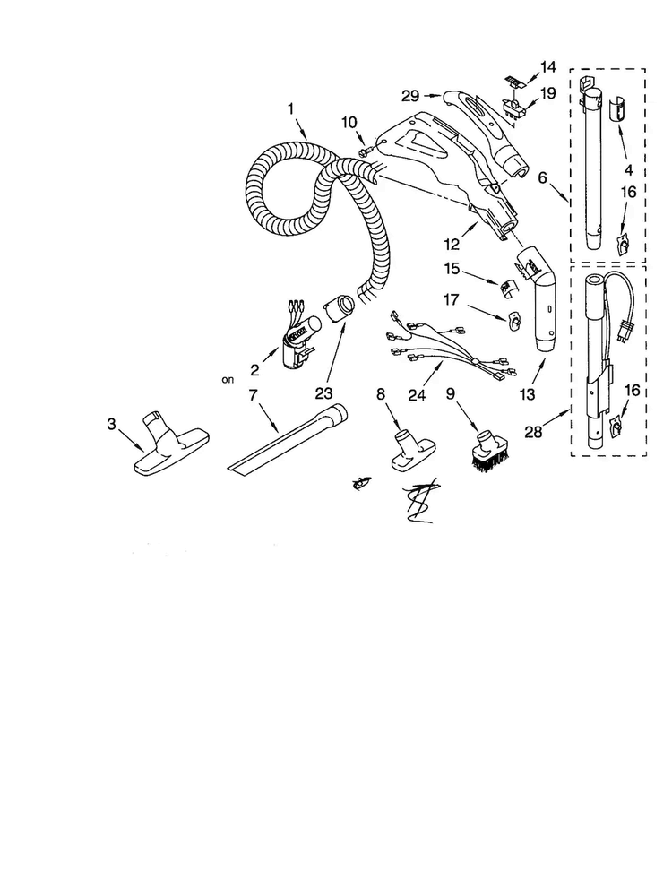Hose And Attachments Diagram and Parts List for 11620612003  Kenmore Canister Vacuum