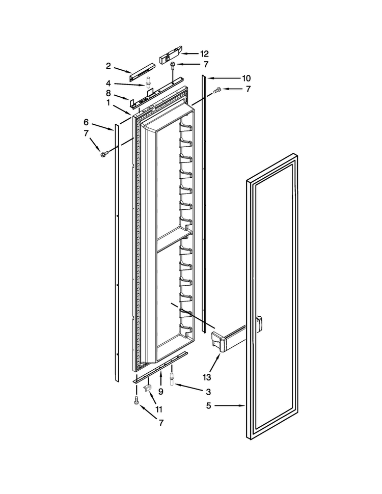 Freezer Door Parts Diagram and Parts List for JS42NXFXDW10  Jenn-Air Refrigerator