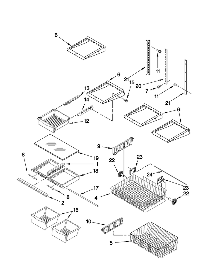 Shelf Parts Diagram and Parts List for MBR1957WES2  Maytag Refrigerator