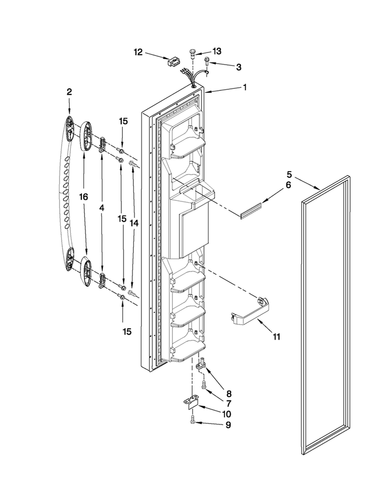 Freezer Door Parts Diagram and Parts List for MSD2542VES04  Maytag Refrigerator